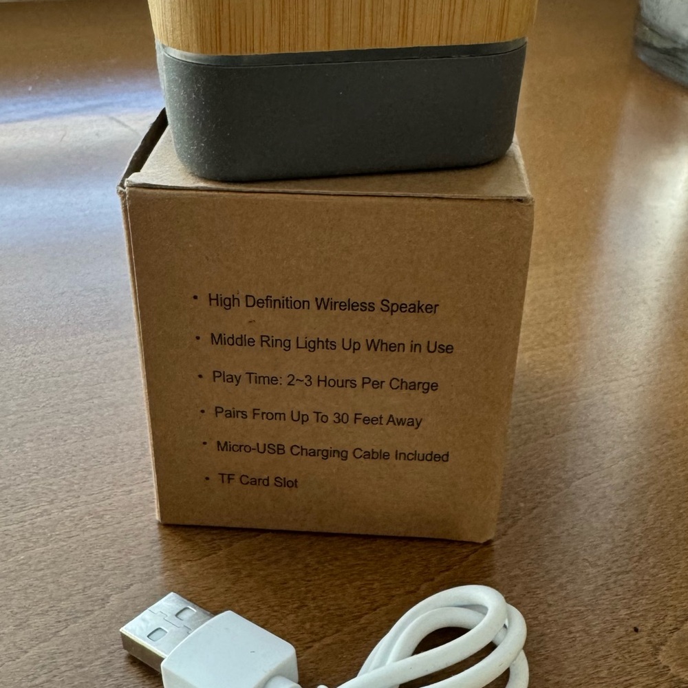 Bamboo Wireless Light-Up Speaker - Natural and Gray - Picture 3 of 8